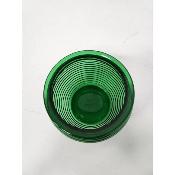 Vintage National Potteries Cleveland OH Green Ribbed Glass Planter Flower Pot - Picture 3 of 10